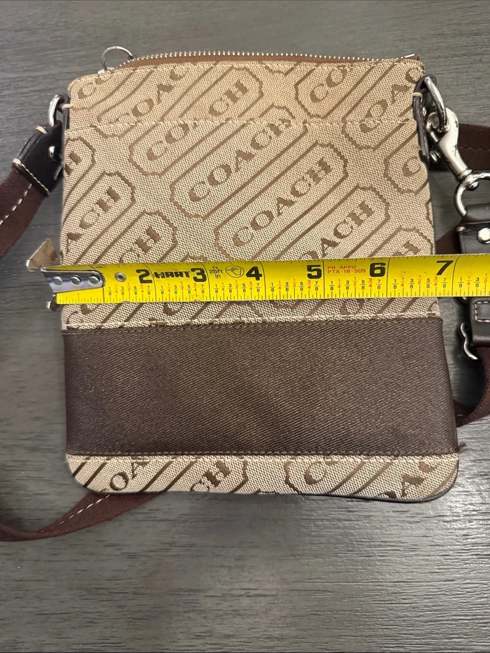 Coach Signature Jacquard North South Swingpack Crossbody Bag Brown Tan